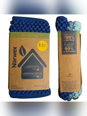 Norwex Navy and Teal Counter Cloth Set